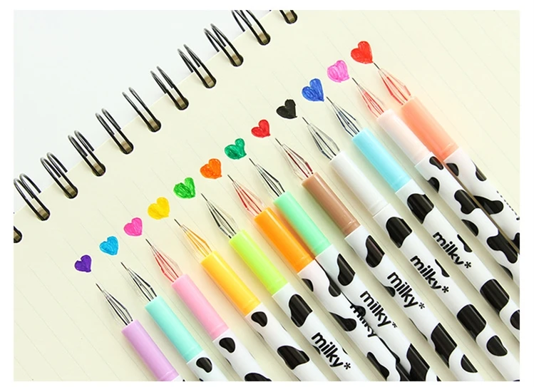 1pcs Fashion Diamond Head Gel Pen 0.38mm Cute Cow Multicolor Ink Signature Pens 