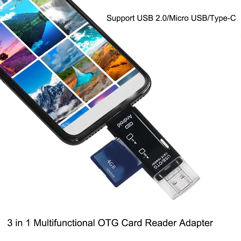 

3 In 1 Type C Micro SD USB OTG Card Adapter USB Stick Reader USB-C Flash Stick TF Read For Android Mobile Phone PC Mac