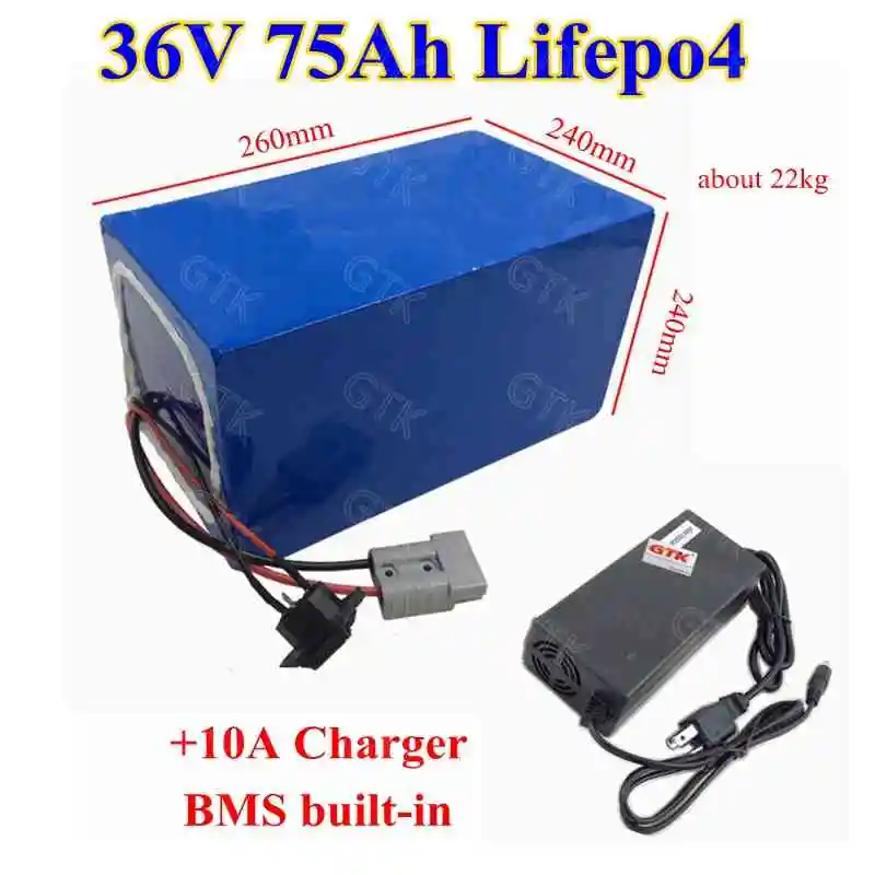 Rechargeable LiFePO4 36v 75ah lithium battery pack with BMS 12S for 3000W electric power tools energy storage system+10A Charger
Rechargeable LiFePO4 36v 75ah lithium battery pack with BMS 12S for 3000W electric power tools energy storage system+10A Charger