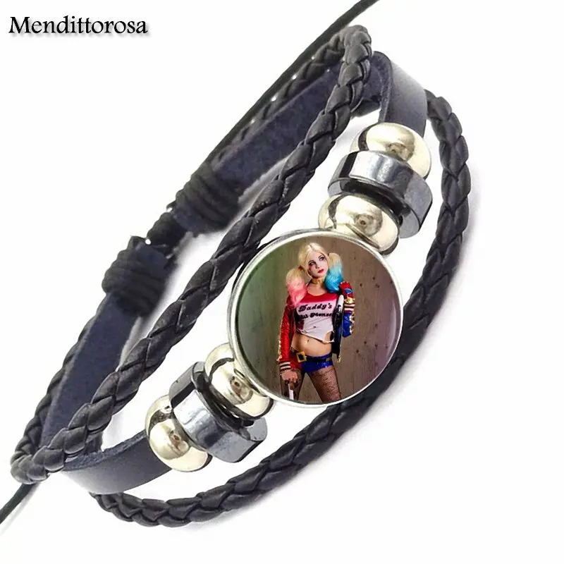 For Women Men Steampunk Harley Quinn Commando Suicidal Joker Glass Cabochon Round Black Leather Bracelet Bangle Jewelry Gifts
For Women Men Steampunk Harley Quinn Commando Suicidal Joker Glass Cabochon Round Black Leather Bracelet Bangle Jewelry Gifts