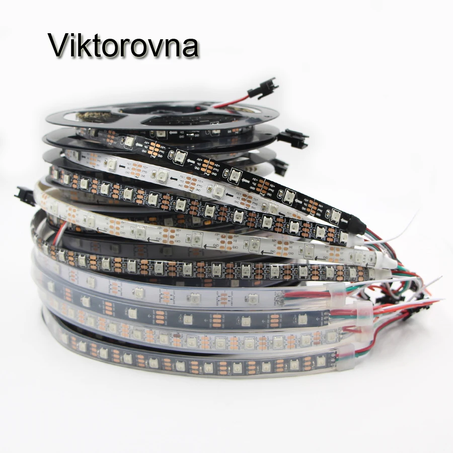 WS2812B DC 5V waterproof LED Strip light 1m/4m/5m 2811ic Built-in individually addressable RGB led tape lamp 30/60/144 leds/m
WS2812B DC 5V waterproof LED Strip light 1m/4m/5m 2811ic Built-in individually addressable RGB led tape lamp 30/60/144 leds/m