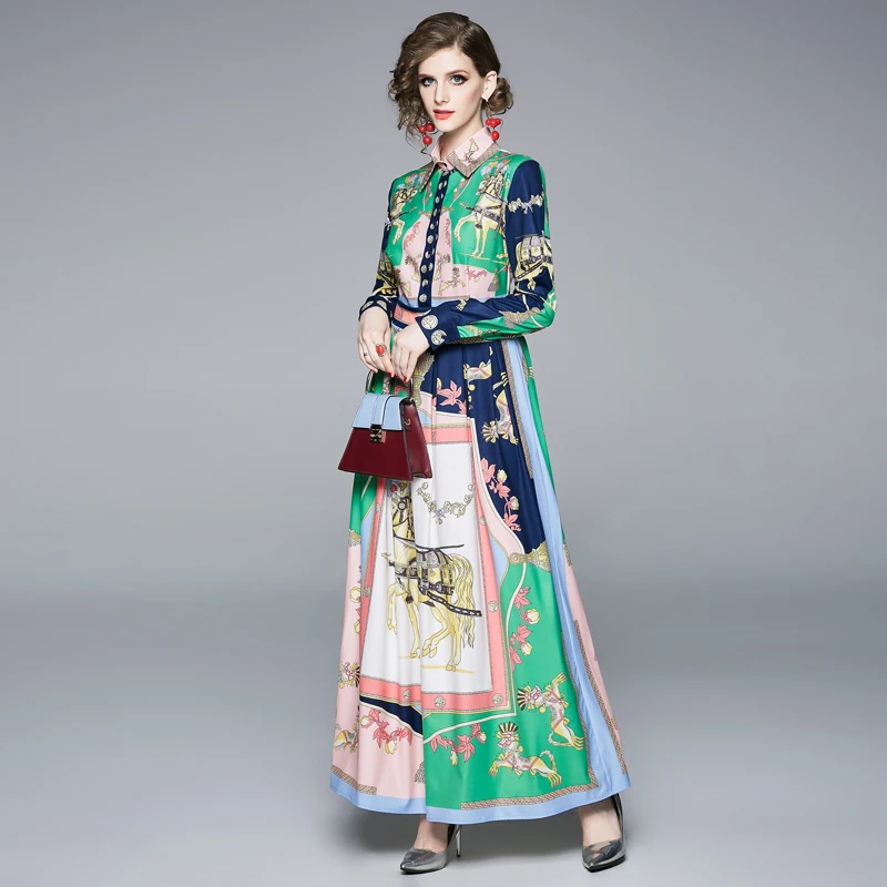 Woman Autumn New Holiday Maxi Dress Turn-down Collar Ladies Long Party Dress Female Street A-line Vintage Print Dress Robe Femme
Woman Autumn New Holiday Maxi Dress Turn-down Collar Ladies Long Party Dress Female Street A-line Vintage Print Dress Robe Femme