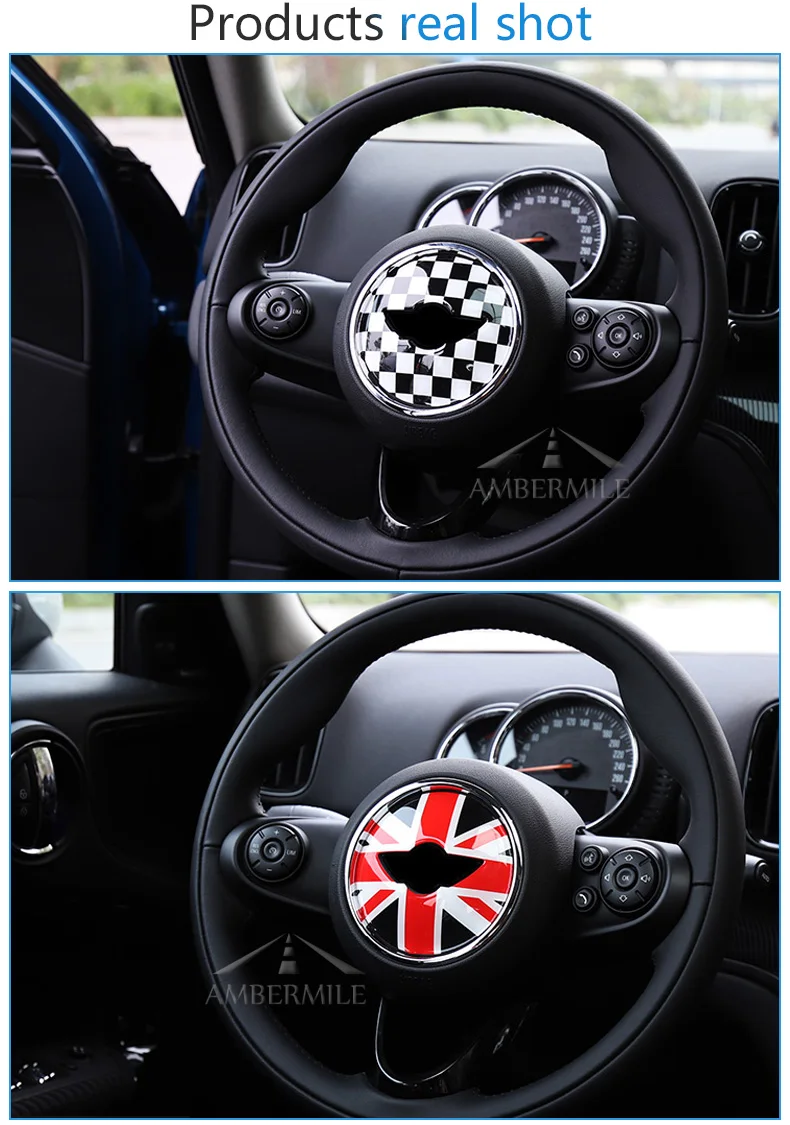 3D Car Steering Wheel Center Stickers Covers Interior Decorations for MINI Cooper JCW F55 F56 Accessories Car Styling (5)