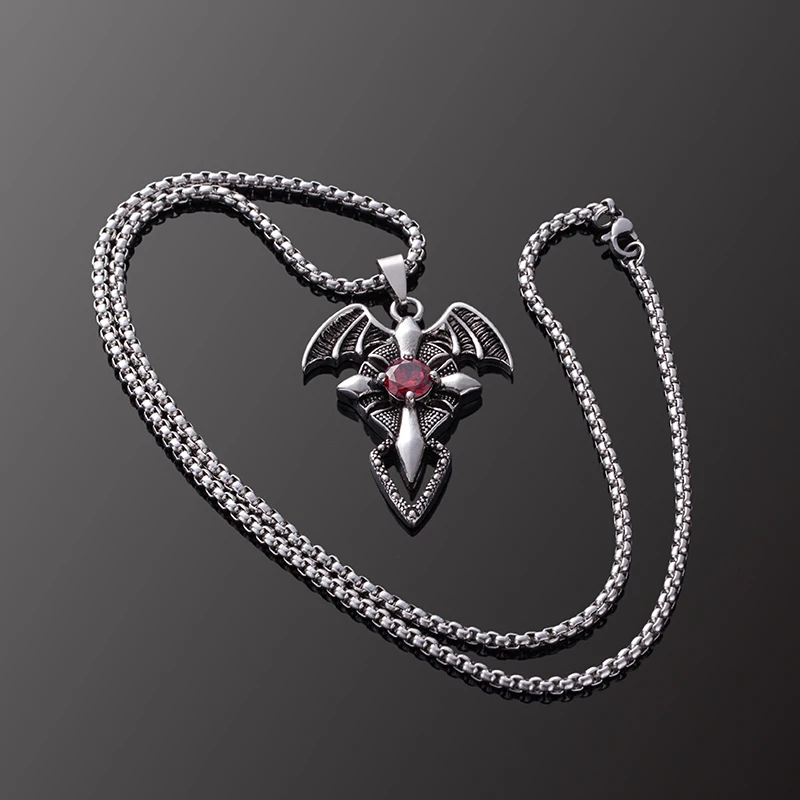 Fashion punk jewelry for men and women Fly Dragon Heart Pendant Necklace Dragon Wing Red Zircon Stainless Steel Necklace
Fashion punk jewelry for men and women Fly Dragon Heart Pendant Necklace Dragon Wing Red Zircon Stainless Steel Necklace