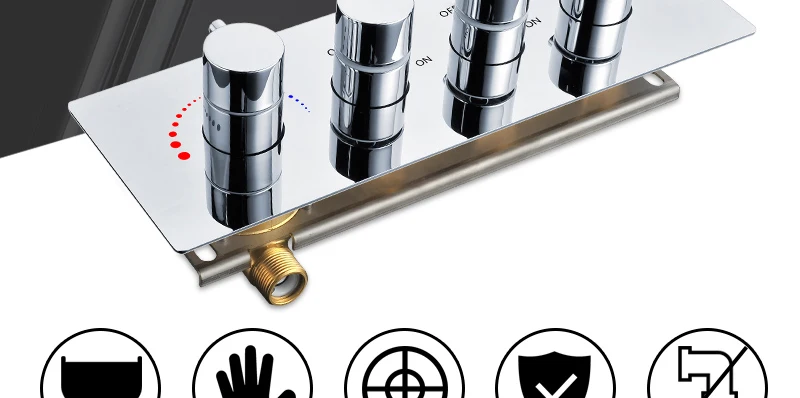 hm Faucets Accessories Contemporary Brass Chrome Thermostatic Shower Valve 3 Way Bathtub faucet Diverter Thermostat Mixer (2)