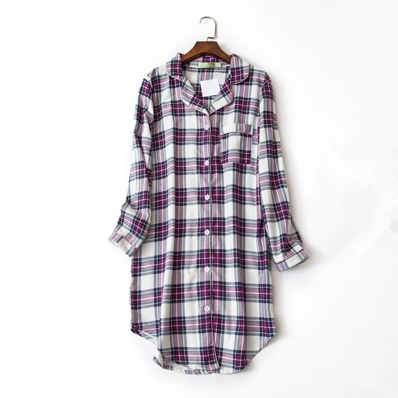 2019 New arrical women brief simple nightgowns purple color plaid shirt collar spring sleep dress softy cotton for ladies
2019 New arrical women brief simple nightgowns purple color plaid shirt collar spring sleep dress softy cotton for ladies