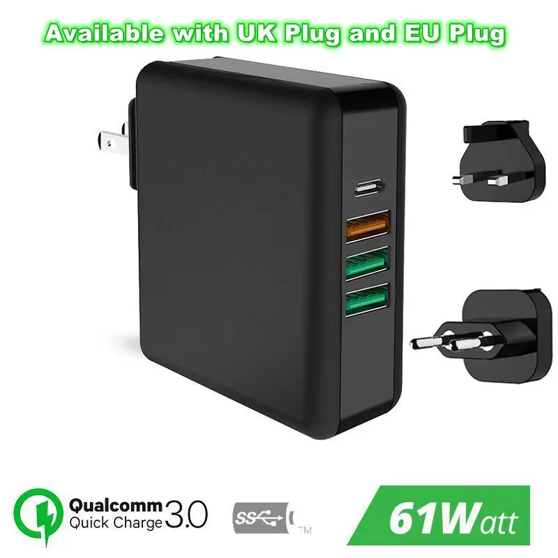 61W PD Type C USB Fast Charger QC 3.0 Quick Charger for Macbook Samsung A50 A30 iPhone Laptop Tablet With US EU UK Plug Adapter
61W PD Type C USB Fast Charger QC 3.0 Quick Charger for Macbook Samsung A50 A30 iPhone Laptop Tablet With US EU UK Plug Adapter