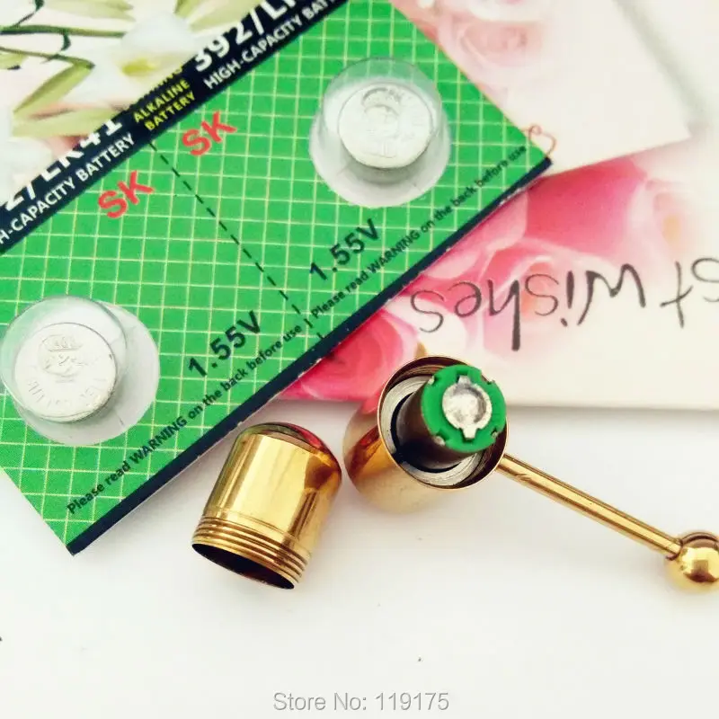 Fashion 14G Vibrating Tongue Barbell Gold Plating Tongue Ring Piercing Body Jewelry Free Battery
Fashion 14G Vibrating Tongue Barbell Gold Plating Tongue Ring Piercing Body Jewelry Free Battery