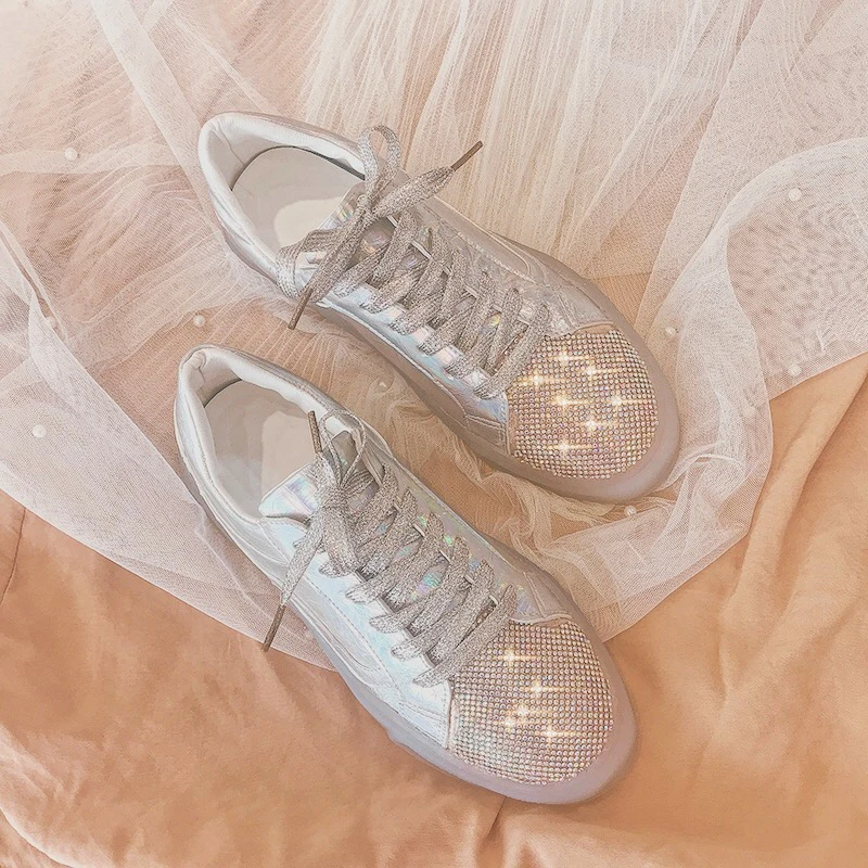 BLING CRYSTAL Women Flats Vulcanize Shoes Sneakers 2019 Women Leather Flats Casual Female Shoes White Sneakers zapatos de mujer
BLING CRYSTAL Women Flats Vulcanize Shoes Sneakers 2019 Women Leather Flats Casual Female Shoes White Sneakers zapatos de mujer