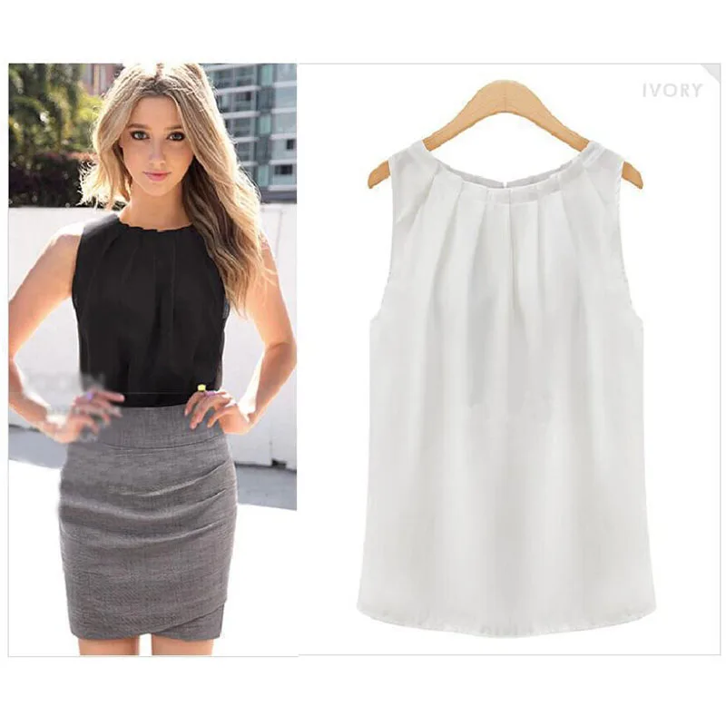 2019 new European and American popular temperament sleeveless round neck pullover chiffon shirt wild chiffon vest
2019 new European and American popular temperament sleeveless round neck pullover chiffon shirt wild chiffon vest