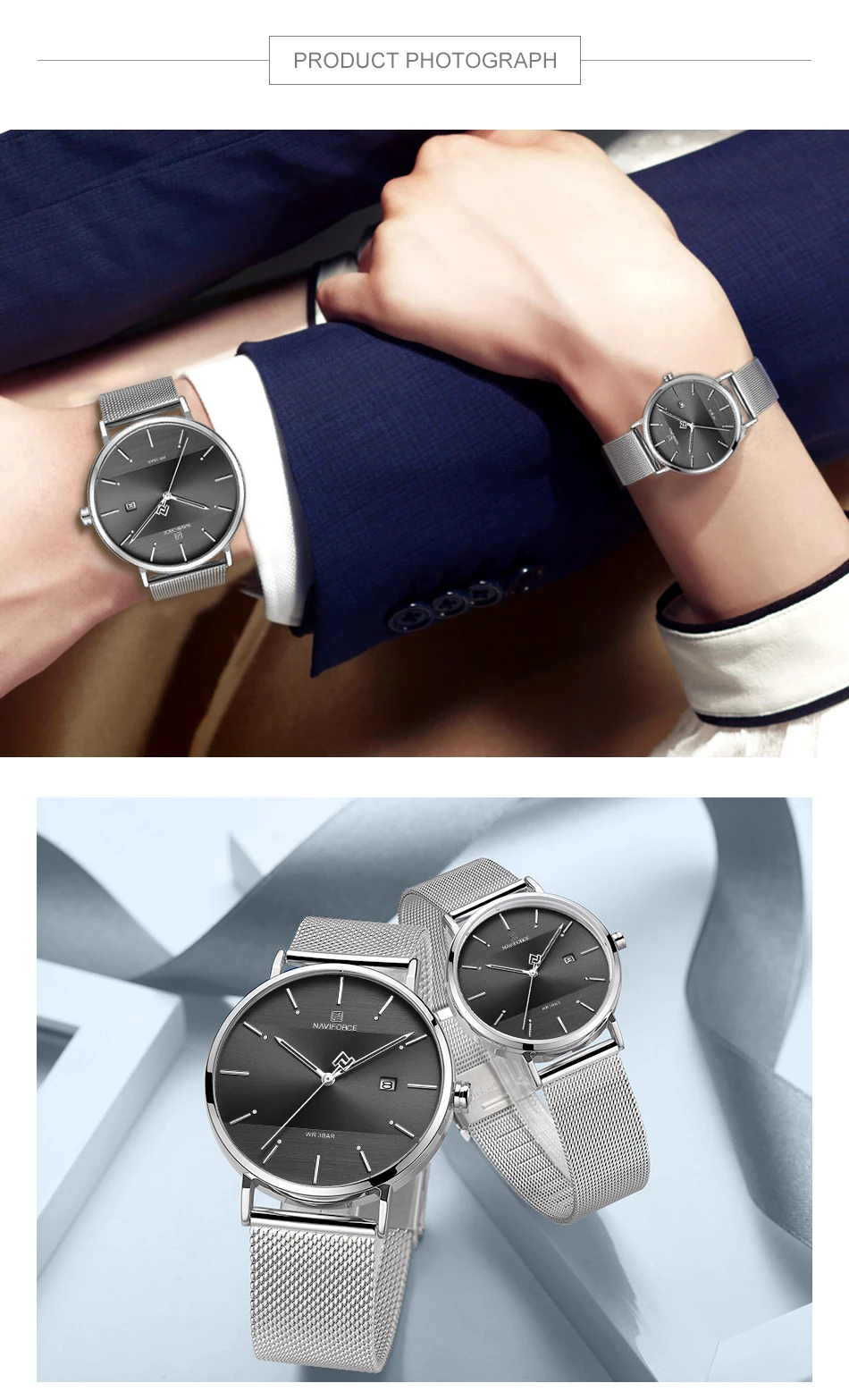 NAVIFORCE Mesh steel Couple Watch