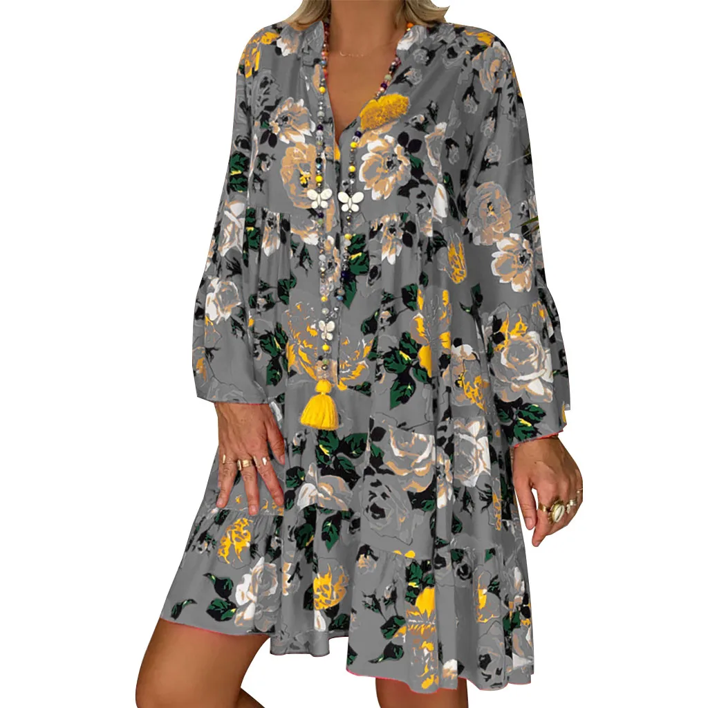 Summer Autumn Women Beach Dress Polyester Loose Red Print Three Quarter Sleeve Mini Dress V-Neck Dress Plus Size L702
Summer Autumn Women Beach Dress Polyester Loose Red Print Three Quarter Sleeve Mini Dress V-Neck Dress Plus Size L702