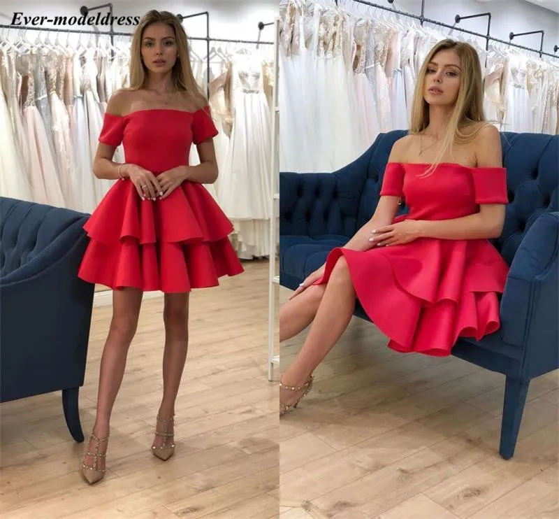 Charming Red 2019 Graduation Dresses Off The Shoulder Short Sleeves A-Line Short Homecoming Party Gowns Cheap Customized Robes
Charming Red 2019 Graduation Dresses Off The Shoulder Short Sleeves A-Line Short Homecoming Party Gowns Cheap Customized Robes