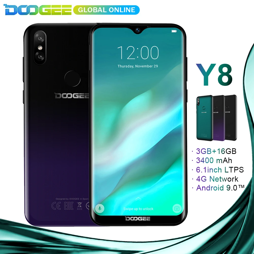 Fast ship DOOGEE Y8 Android 9.0 Smartphone 6.1"FHD 19:9 Display 3400mAh MTK6739 3GB RAM 16GB ROM 4G LTE Mobile
Fast ship DOOGEE Y8 Android 9.0 Smartphone 6.1"FHD 19:9 Display 3400mAh MTK6739 3GB RAM 16GB ROM 4G LTE Mobile