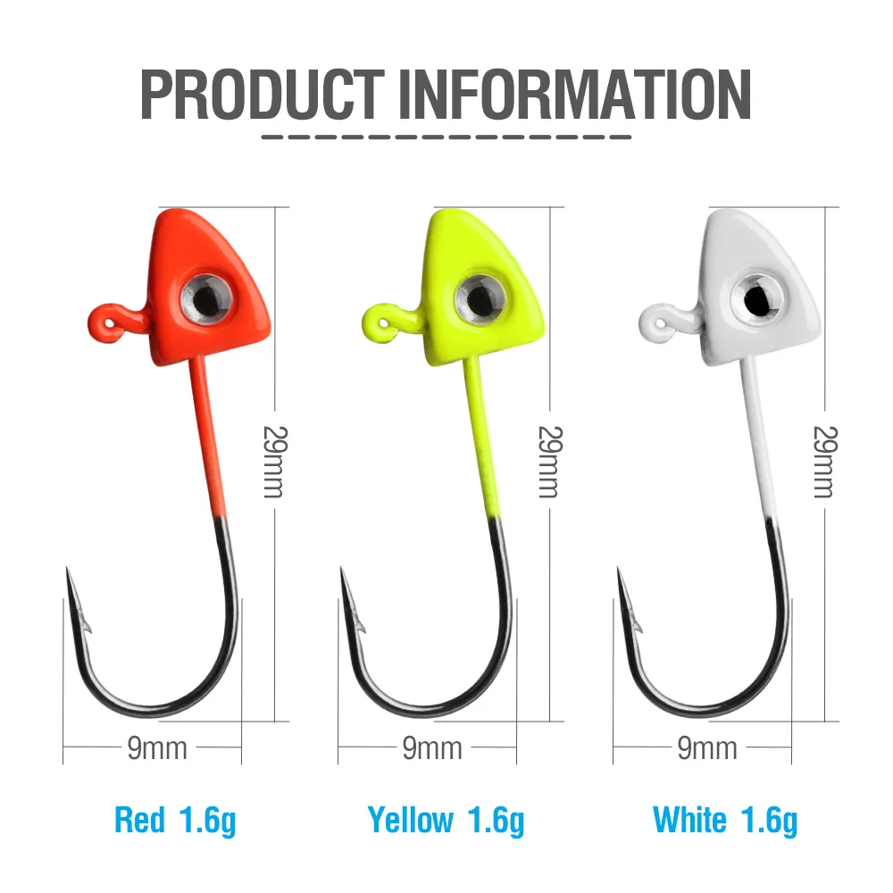 DONQL 510pcs Jig Head Fishing Hooks 1.6g 29mm Barbed Single Fish Head Fishhook For Soft Lure Baits Carp Fishing Accessories (6)