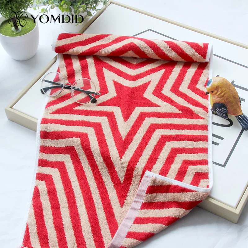 Cotton Towel w/ Star Stripe Pattern