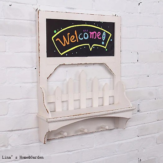 shabby chic handmade crafted decor wooden blackboard shelf (6)
