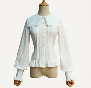 Sweet Women's White/Black Chiffon Blouse Thick Sailor Collar Long Lantern Sleeve Slim Fitting Shirt
Sweet Women's White/Black Chiffon Blouse Thick Sailor Collar Long Lantern Sleeve Slim Fitting Shirt