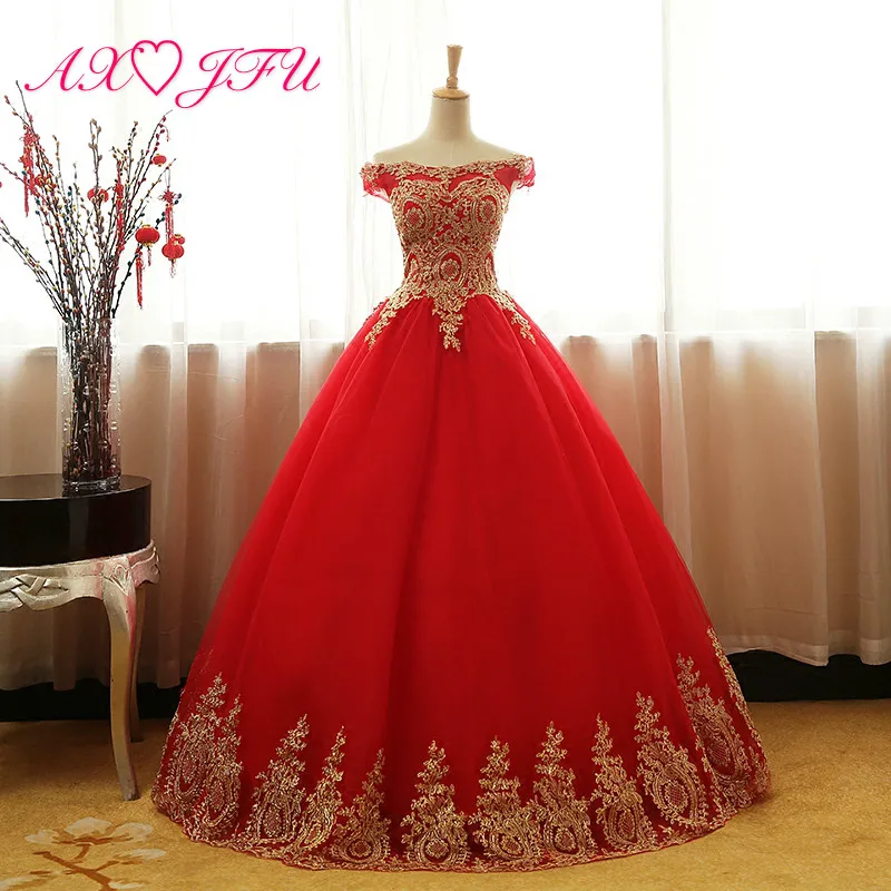 AXJFU Princess red lace golden flower evening dress golden lace evening dress golden pattern flower red evening dress NY428
AXJFU Princess red lace golden flower evening dress golden lace evening dress golden pattern flower red evening dress NY428