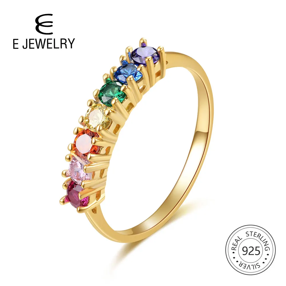 E Real Sterling Silver 925 Rainbow Ring Women's Color Cubic Zirconia Rings 14K Gold plated Eternity Wedding Rings Jewelry
E Real Sterling Silver 925 Rainbow Ring Women's Color Cubic Zirconia Rings 14K Gold plated Eternity Wedding Rings Jewelry