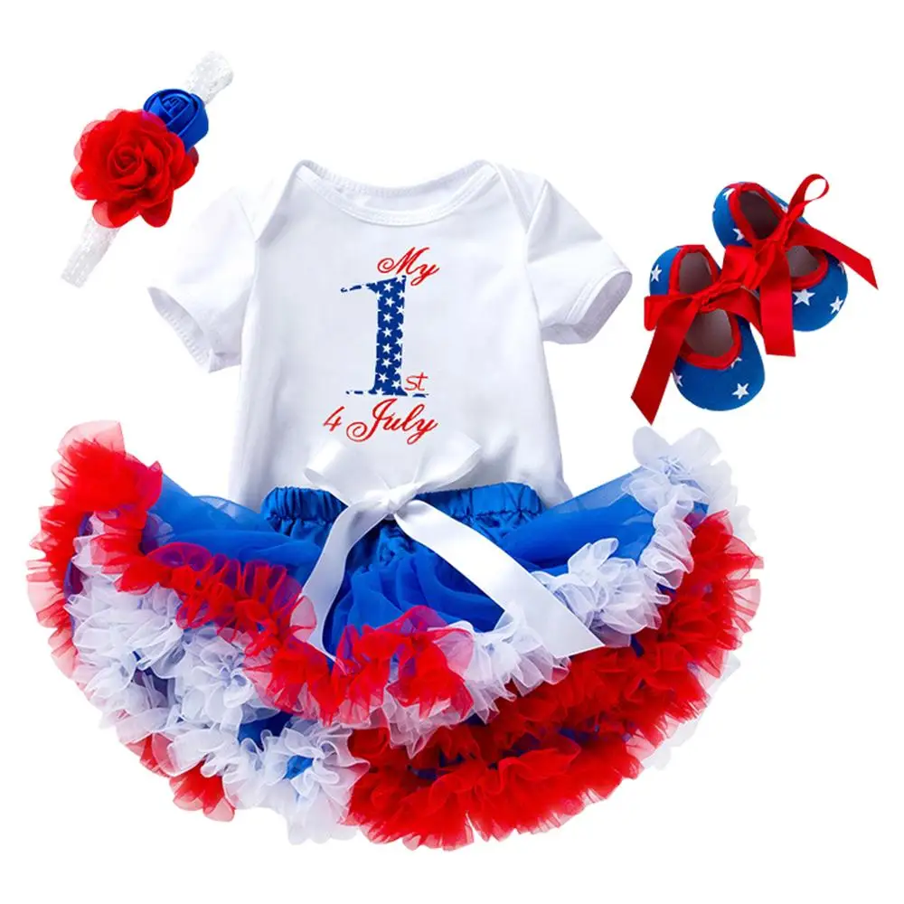 Cute 4pcs Set Baby Girl Clothes for American Independence Day Romper + Skirt + Headband + Shoes outfit for baby girl Photo Shoot
Cute 4pcs Set Baby Girl Clothes for American Independence Day Romper + Skirt + Headband + Shoes outfit for baby girl Photo Shoot