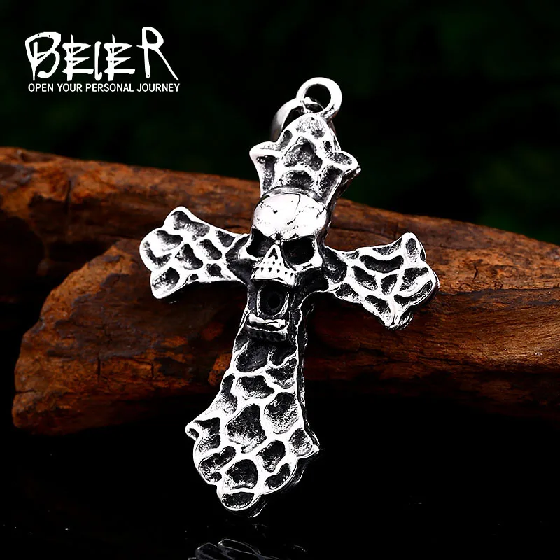 BEIER Vintage Cross Skull Pendant For Men 316 Stainless Steel Titanium Men's Neckace Pedants Unique Punk jewelry LHP088
BEIER Vintage Cross Skull Pendant For Men 316 Stainless Steel Titanium Men's Neckace Pedants Unique Punk jewelry LHP088