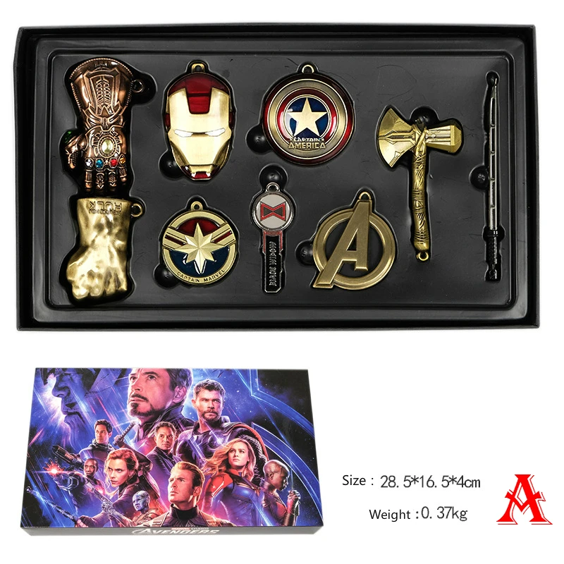 9pcs Avengers Endgame Infinity War Thanos Hulk Iron Man Captain America Keychain Necklace Marvel Pendant Set for Gift Collection
9pcs Avengers Endgame Infinity War Thanos Hulk Iron Man Captain America Keychain Necklace Marvel Pendant Set for Gift Collection