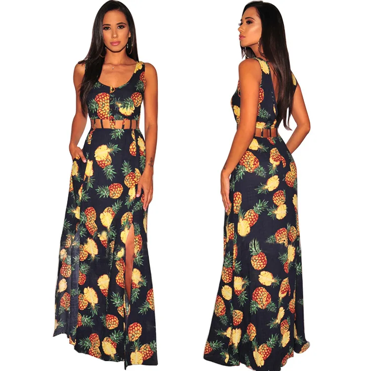 Double Side Split Sleeveless Maxi Boho Dresses Vestidos Estampado Summer Pineapple Print Backless Cut Out Waist Long Dress Women
Double Side Split Sleeveless Maxi Boho Dresses Vestidos Estampado Summer Pineapple Print Backless Cut Out Waist Long Dress Women