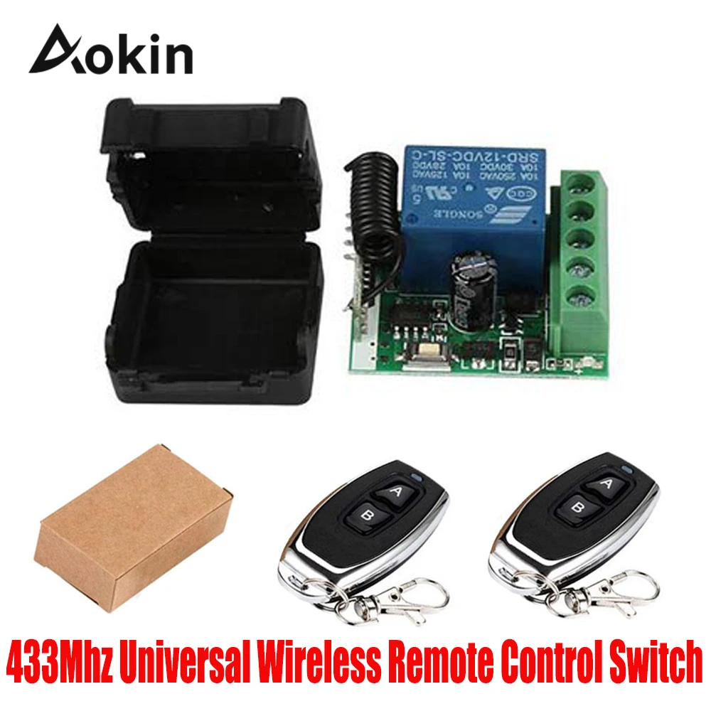 433Mhz Wireless Remote Control Switch DC 12V 1 CH Relay Receiver Module RF Transmitter 433 Mhz Remote Controls Door switch
433Mhz Wireless Remote Control Switch DC 12V 1 CH Relay Receiver Module RF Transmitter 433 Mhz Remote Controls Door switch