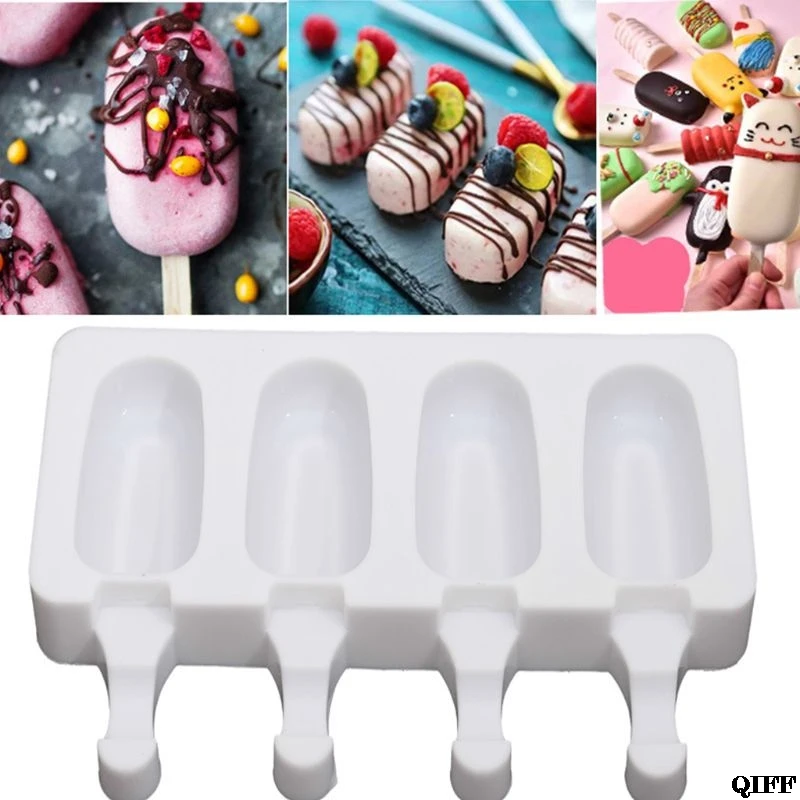 4 Cell Ice Cream Mold Silicone Frozen Juice Popsicle Maker Ice Lolly Pop Mould With Wood Sticks Jun14
4 Cell Ice Cream Mold Silicone Frozen Juice Popsicle Maker Ice Lolly Pop Mould With Wood Sticks Jun14
