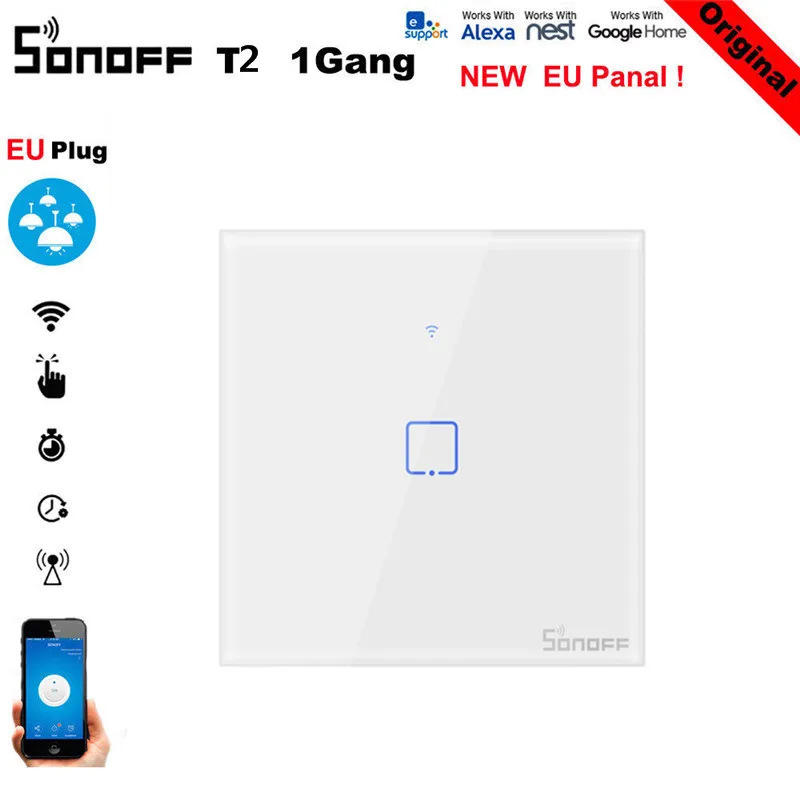 

Itead Sonoff T2EU 86 Size 1/2/3 gang TX Series 433Mhz RF Remote Controlled Wifi Switch With Border Works With Alexa Google Home