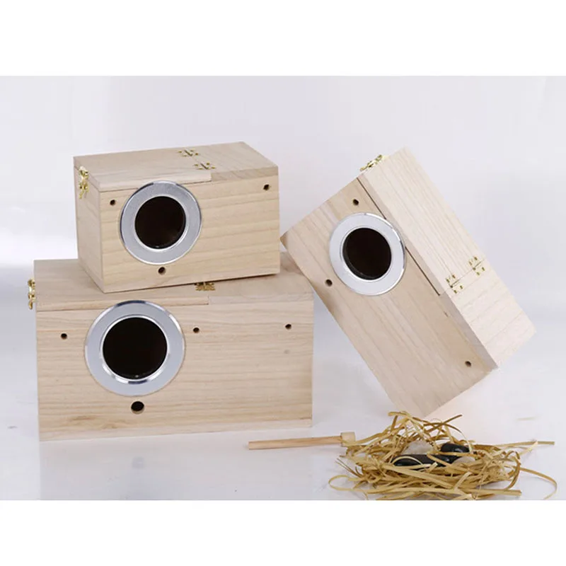 Popular Shellhard Bird Wooden Nest Box Pet Parrot Budgies ParakeetNesting Boxes Bird Supplies