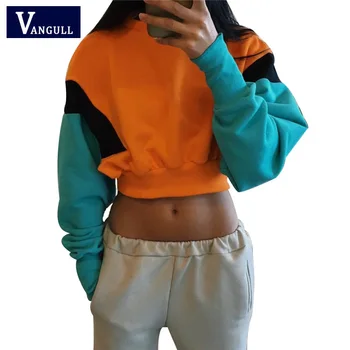 Women Orange Patchwork Sweatshirts Ladies O-neck Short Midriff-baring tops Long Sleeve Crop Tops Autumn Fashion VANGULL 2018
Women Orange Patchwork Sweatshirts Ladies O-neck Short Midriff-baring tops Long Sleeve Crop Tops Autumn Fashion VANGULL 2018