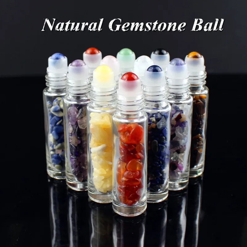 10ml Natural Gemstone Essential Oil Roller Ball Bottles Transparent Perfumes Oil Liquids Roll On Bottles with Crystal Chips
10ml Natural Gemstone Essential Oil Roller Ball Bottles Transparent Perfumes Oil Liquids Roll On Bottles with Crystal Chips
