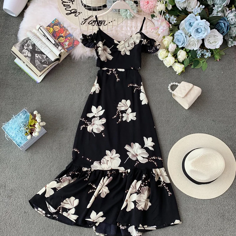 New Holiday Bohemian Printed Sling Dress Summer 2019 New Slim Hollow Waist Women Beach Sexy Chiffon Vestidos
New Holiday Bohemian Printed Sling Dress Summer 2019 New Slim Hollow Waist Women Beach Sexy Chiffon Vestidos