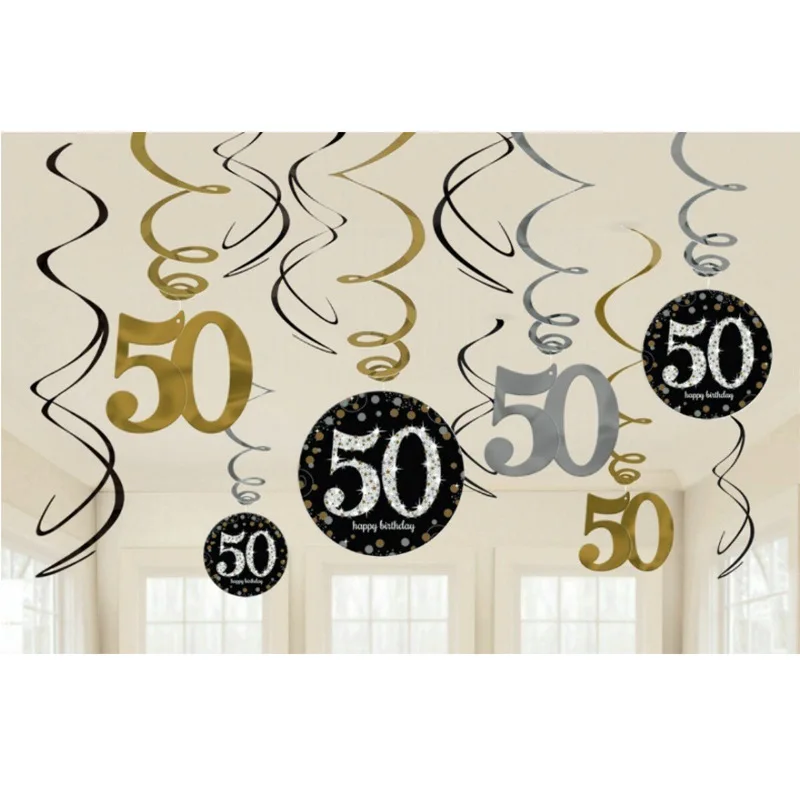 12 шт./компл. 18/21/30/40/50/60/70/80/90 летних пластиковый спиральный орнамент счастливый