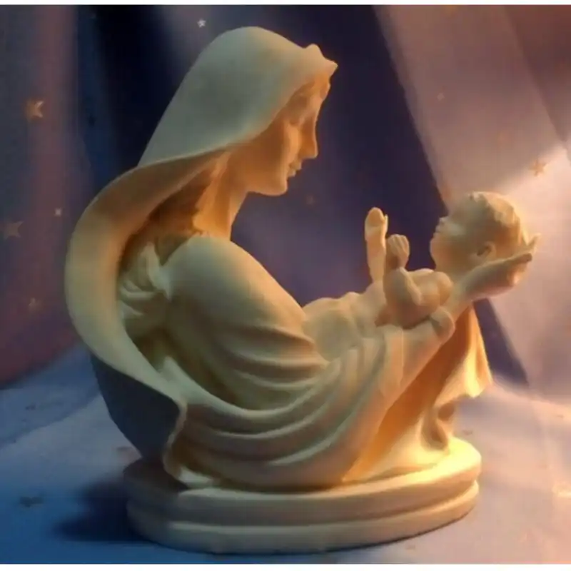Madonna And Child Figurine Virgin Mary Holding Baby Jesus Statue