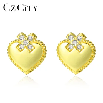 CZCITY Real Sterling Silver Stud Earrings Fine Jewelry for Women Korean Stylish Heart Design Cute Earrings Fashion Accessories
CZCITY Real Sterling Silver Stud Earrings Fine Jewelry for Women Korean Stylish Heart Design Cute Earrings Fashion Accessories