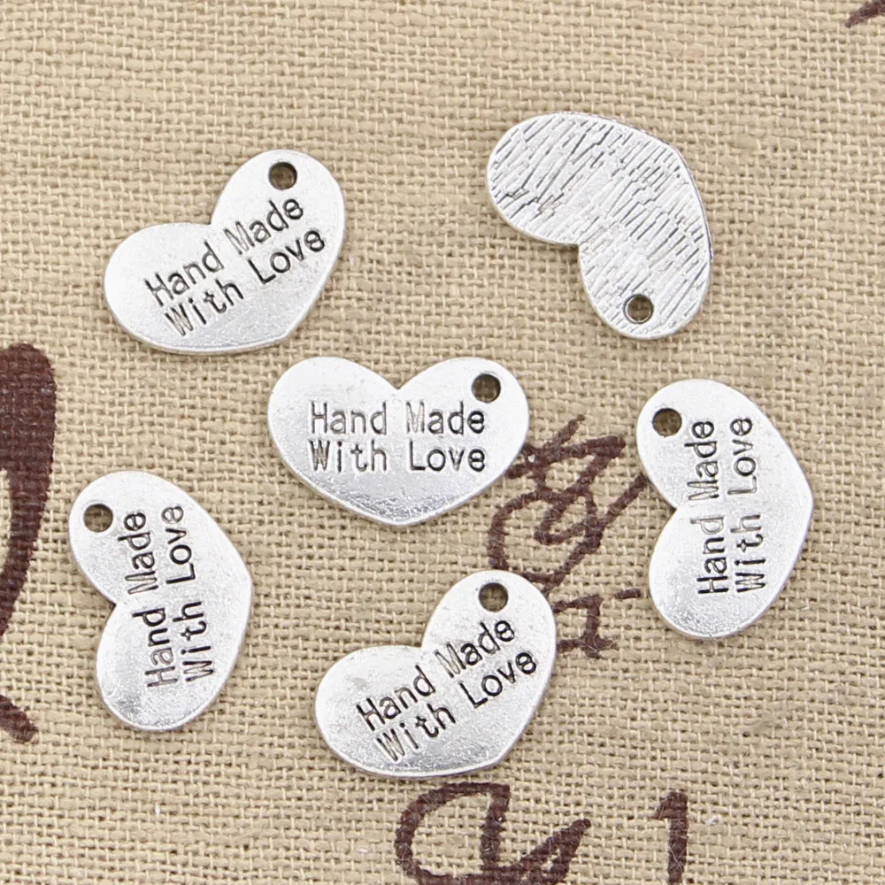 

15pcs Charms Heart Hand Made Love 15x10mm Antique Making Pendant fit,Vintage Tibetan Silver color,DIY Handmade Jewelry