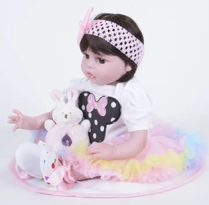 reborn girl baby doll toy lifelike pink princess dress newborn