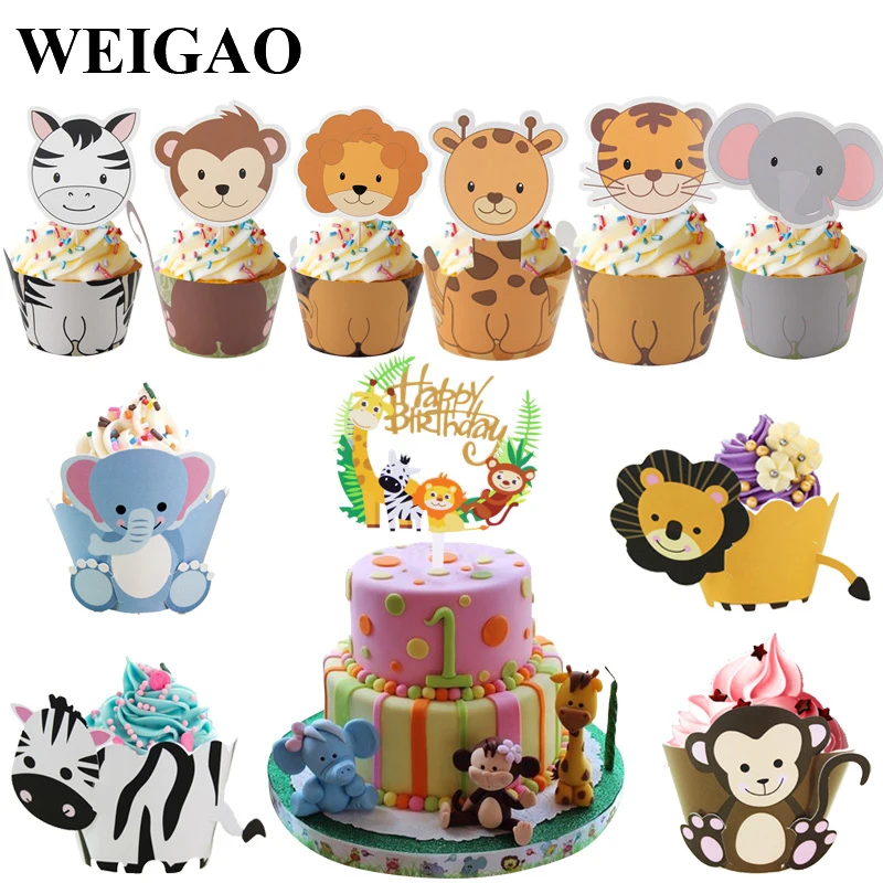 WEIGAO Safari Jungle Party Animal Cupcake Wrapper Cake Topper Birthday Cakes Party Decoration Kids Baby Shower Boy Girl Supplies
WEIGAO Safari Jungle Party Animal Cupcake Wrapper Cake Topper Birthday Cakes Party Decoration Kids Baby Shower Boy Girl Supplies