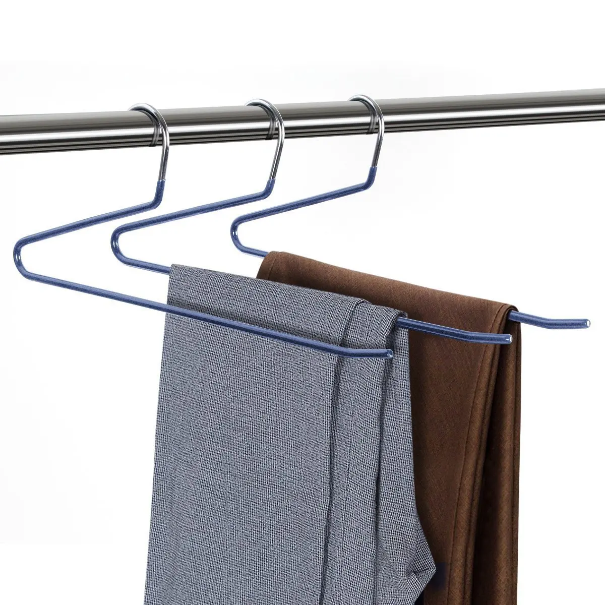 

1PC Non Slip Trouser Hangers Rack S Type Multi -Layer Metal Pants Trouser Wardrobe Wet Dry Drying Hanger Save Space Organizer