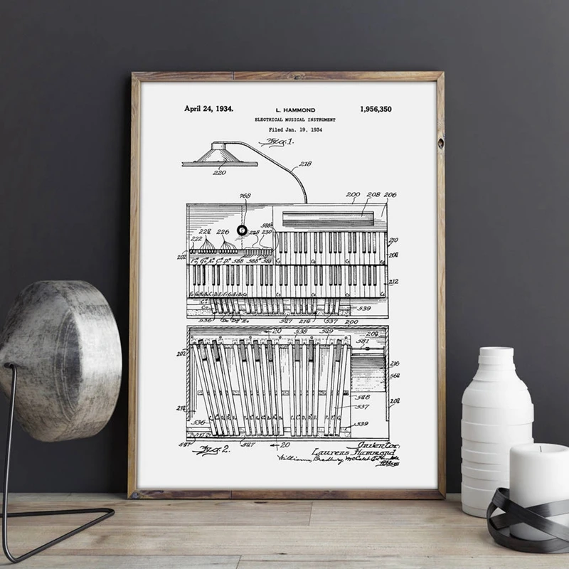Hammond B3 Organ Poster Music Room Decor