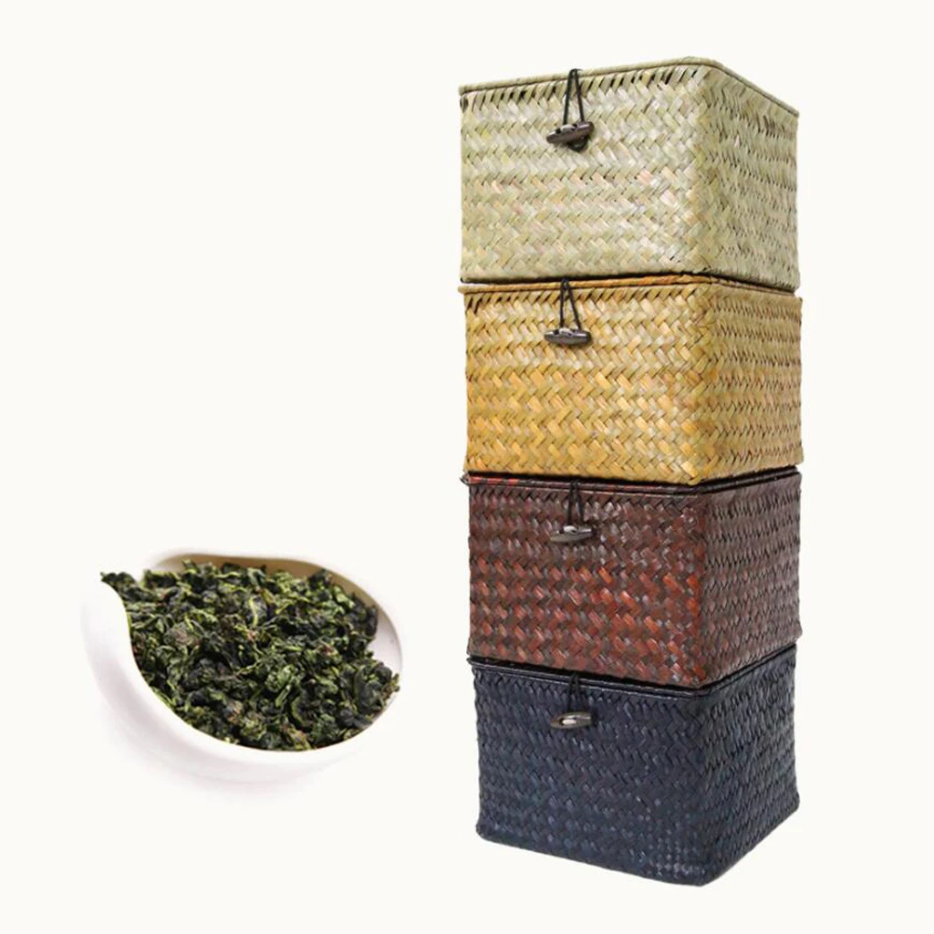 Seaweed Woven Storage Basket Bin Box Organizer Container Drawer for Home Office Dorm Loft Organization