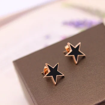 YUN RUO Fashion Rose Gold Color Black Star Stud Earring for Woman Gift Prevent Allergy 316L Stainless Steel Jewelry Never Fade
YUN RUO Fashion Rose Gold Color Black Star Stud Earring for Woman Gift Prevent Allergy 316L Stainless Steel Jewelry Never Fade