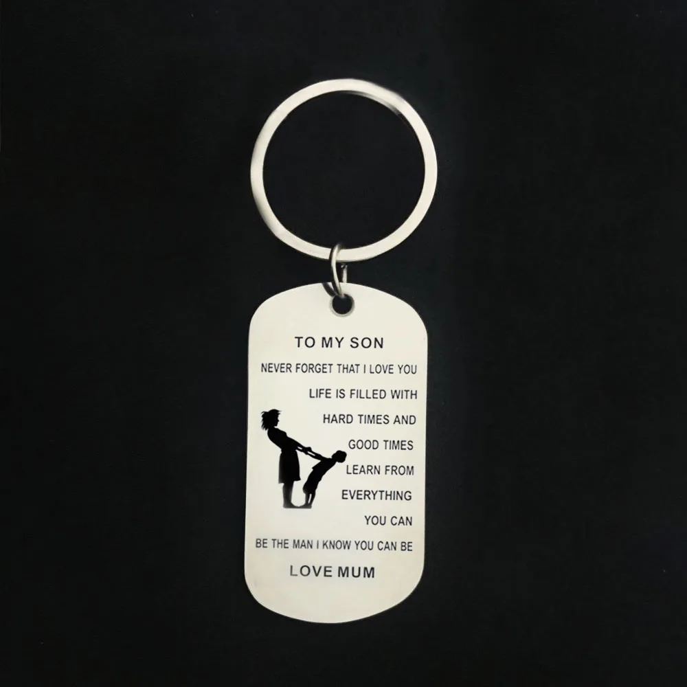 Фото My Son Mother son Stainless Steel keyring Nameplate keychain Love Gift Mom To my | Украшения и аксессуары