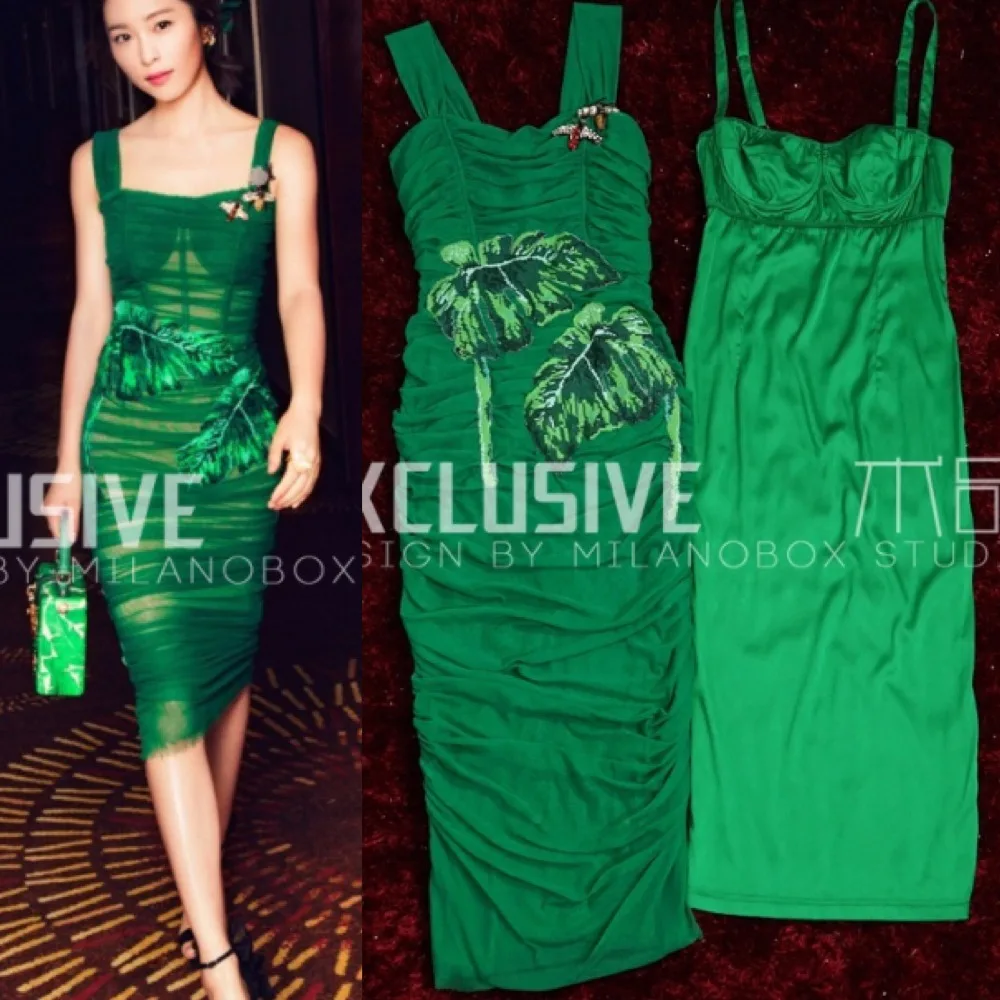 Summer 2017 New Arrival Clothes Women Green Embroidery Mesh Rhinestones Bee Dress Spaghetti Strap Sheath Bandage Dress
Summer 2017 New Arrival Clothes Women Green Embroidery Mesh Rhinestones Bee Dress Spaghetti Strap Sheath Bandage Dress