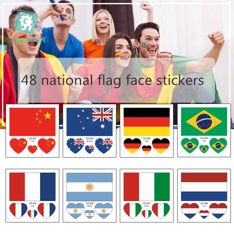 48 flag series face stickers, World Cup, fan games, games, Olympics, festivals, multiple countries, temporary tatoo sticker.
48 flag series face stickers, World Cup, fan games, games, Olympics, festivals, multiple countries, temporary tatoo sticker.
