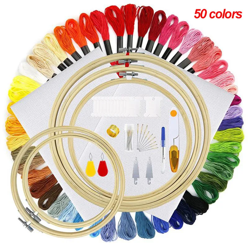 Cross Stitch Kits Embroidery Starter Kit with 5pcs Bamboo Hoops 50pcs Color Skeins Threads 2pcs 11CT Aida Cloth Sewing Tools Kit
Cross Stitch Kits Embroidery Starter Kit with 5pcs Bamboo Hoops 50pcs Color Skeins Threads 2pcs 11CT Aida Cloth Sewing Tools Kit
