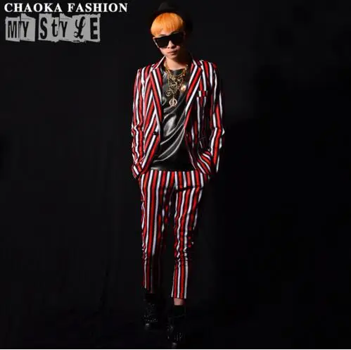 Personality red striped suit sets Men Singers DJDS nightclub bar stage performance suit jacket pant costumes M-5XL free shipping
Personality red striped suit sets Men Singers DJDS nightclub bar stage performance suit jacket pant costumes M-5XL free shipping
